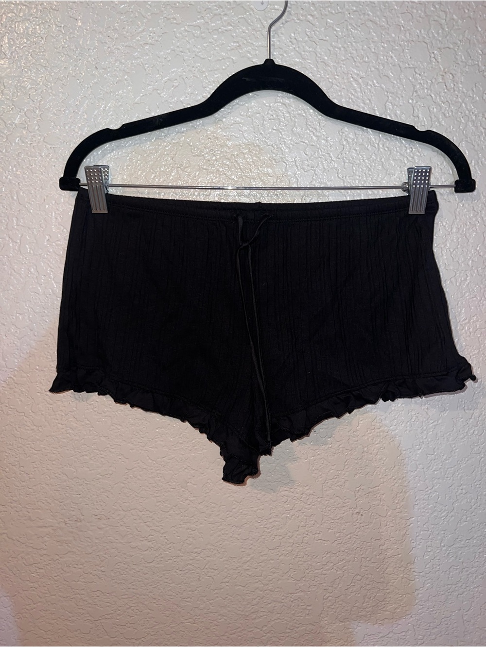 NWOT Victoria's Secret Black Ruffle Trim Sleep Shorts